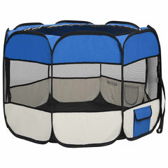 171013 vidaXL Foldable Dog Playpen with Carrying Bag Blue 90x90x58 cm 6
