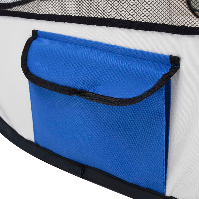 Foldable Dog Playpen with Carrying Bag Blue 90x90x58 cm