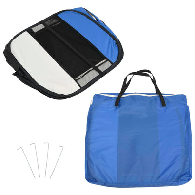 Foldable Dog Playpen with Carrying Bag Blue 110x110x58 cm