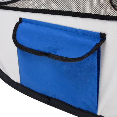 Foldable Dog Playpen with Carrying Bag Blue 125x125x61 cm