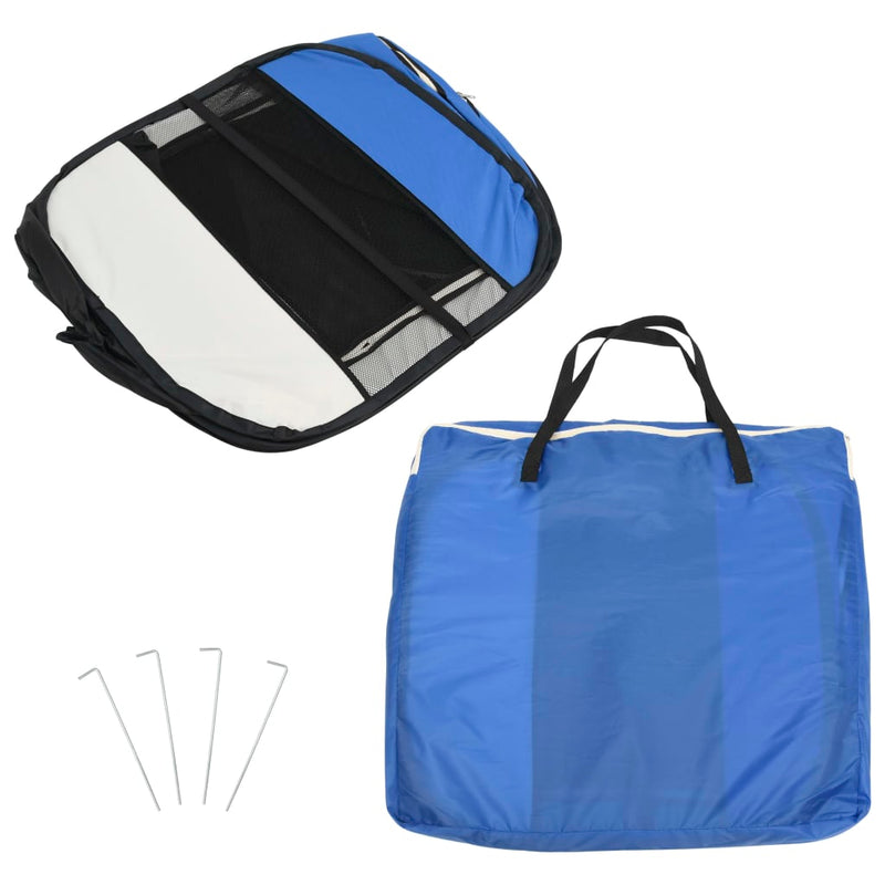 Foldable Dog Playpen with Carrying Bag Blue 145x145x61 cm