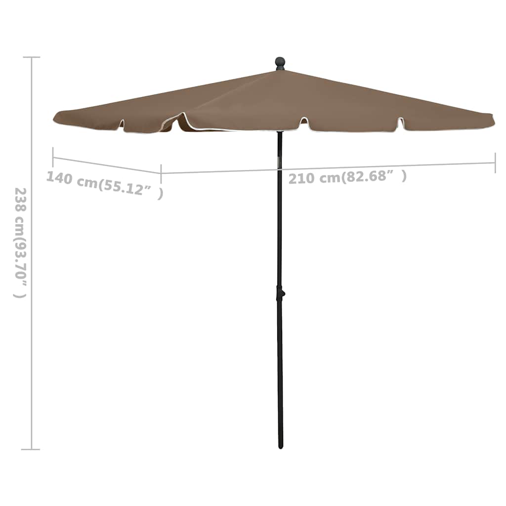 vidaXL Garden Parasol with Pole 210x140 cm Taupe 6