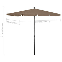 vidaXL Garden Parasol with Pole 210x140 cm Taupe 6