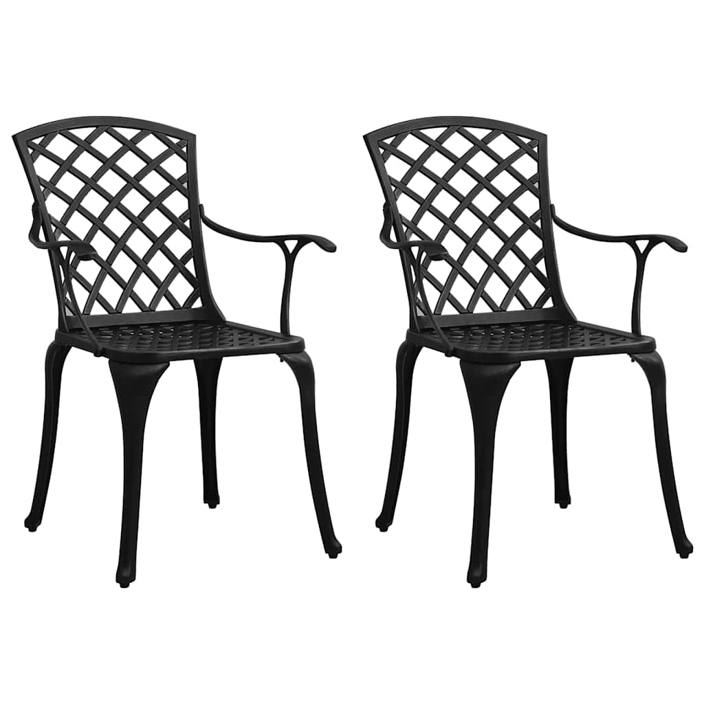 Garden Chairs Cast Aluminium Black 2