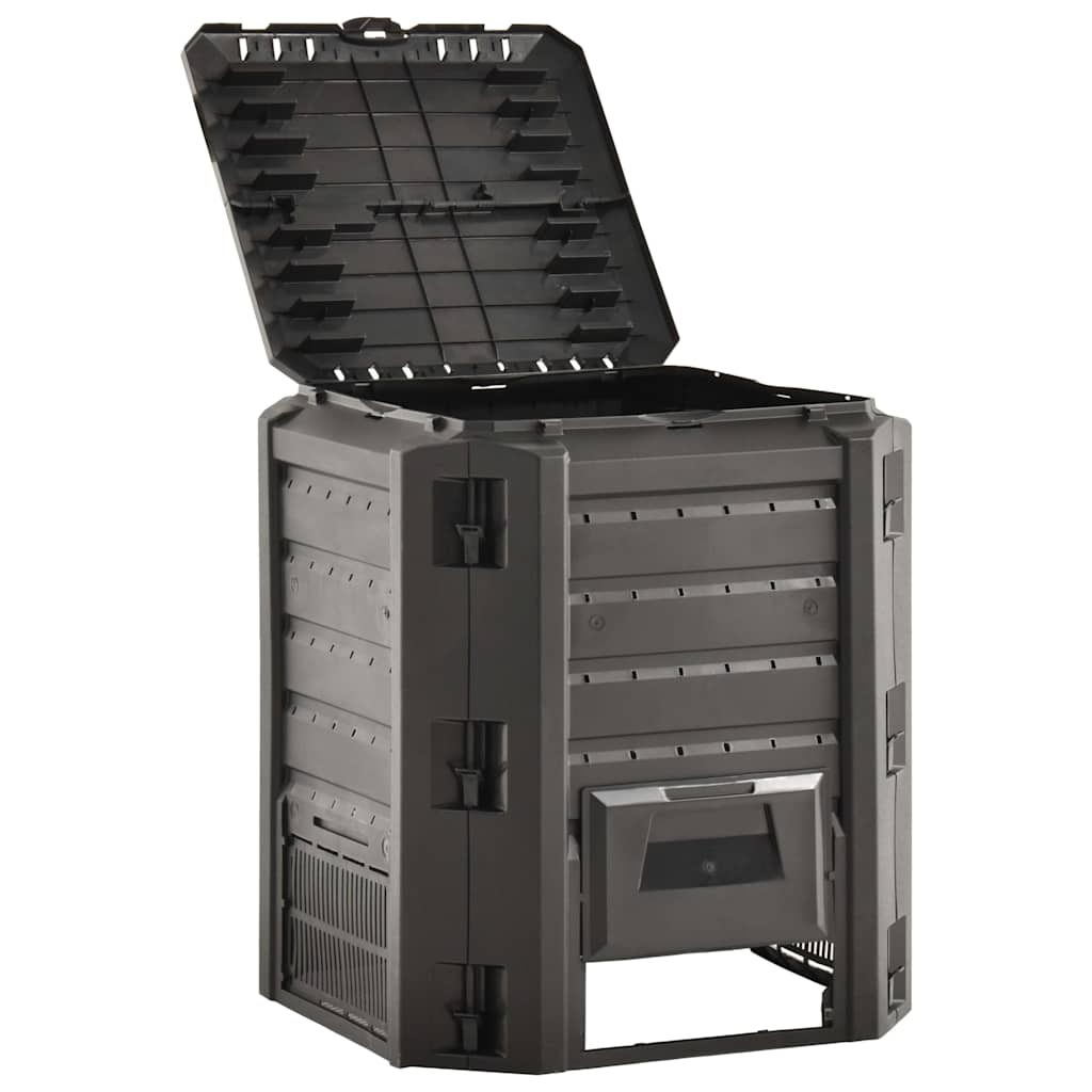 vidaXL Composter | Black | 100% PP | Large | Composter Bin | Square | Modern 2