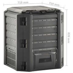 vidaXL Composter | Black | 100% PP | Large | Composter Bin | Square | Modern 5