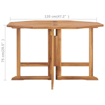 Folding Garden Dining Table 120x120x75 cm Solid Teak Wood