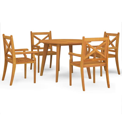 5 Piece Garden Dining Set Solid Wood Acacia