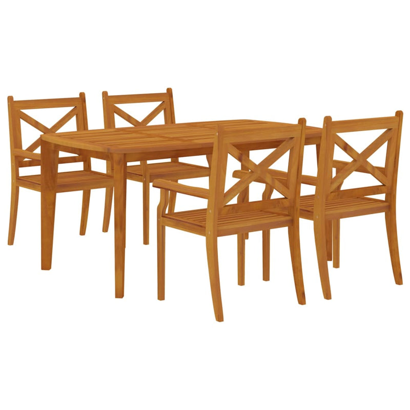 5 Piece Garden Dining Set Solid Wood Acacia