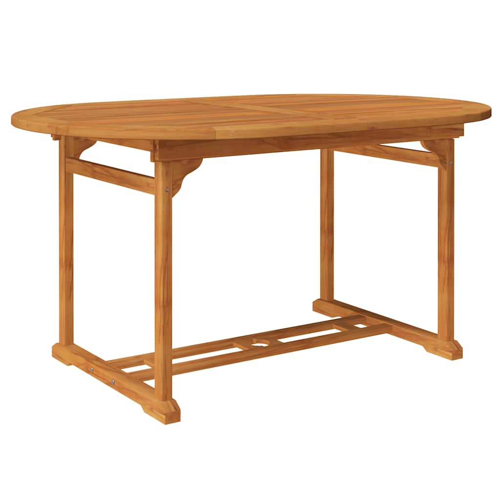 5-Piece Garden Dining Set Natural Solid Acacia Wood 4-Seater Natural Oval