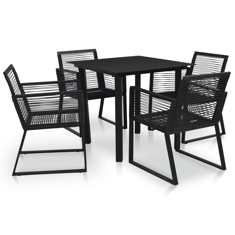 5 Piece Outdoor Dining Set PVC Rattan Black