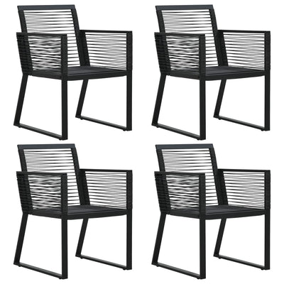 5 Piece Outdoor Dining Set PVC Rattan Black