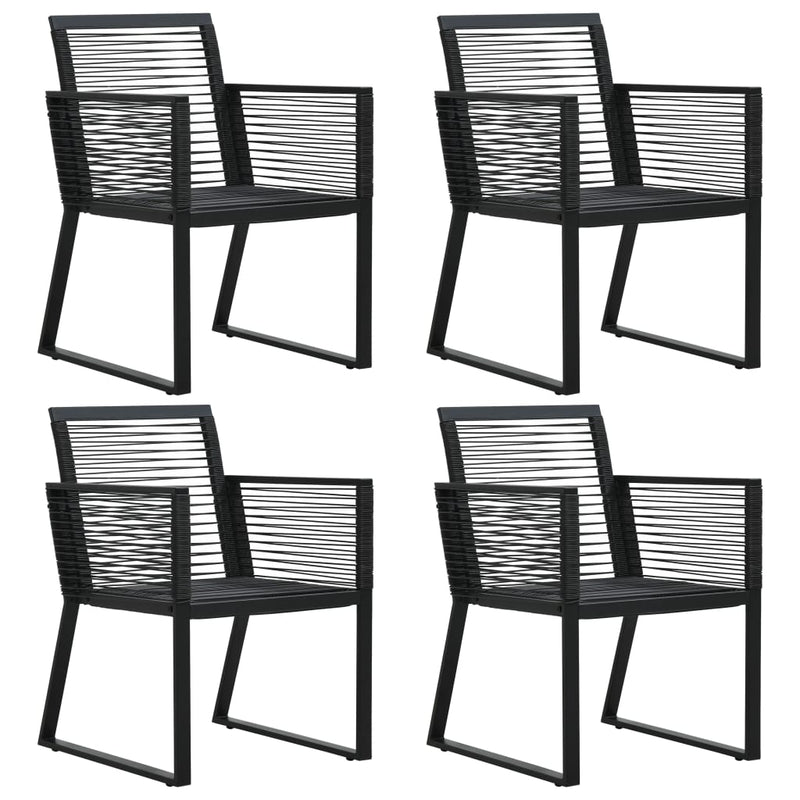 5 Piece Outdoor Dining Set PVC Rattan Black