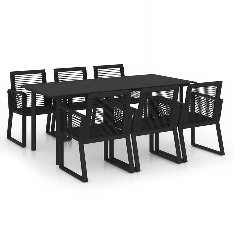 7 Piece Outdoor Dining Set PVC Rattan Black