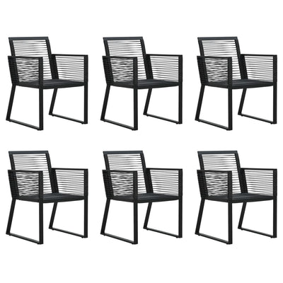 7 Piece Outdoor Dining Set PVC Rattan Black