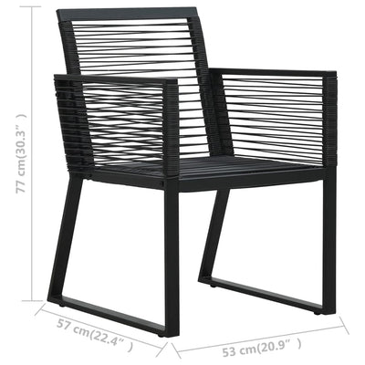 7 Piece Outdoor Dining Set PVC Rattan Black