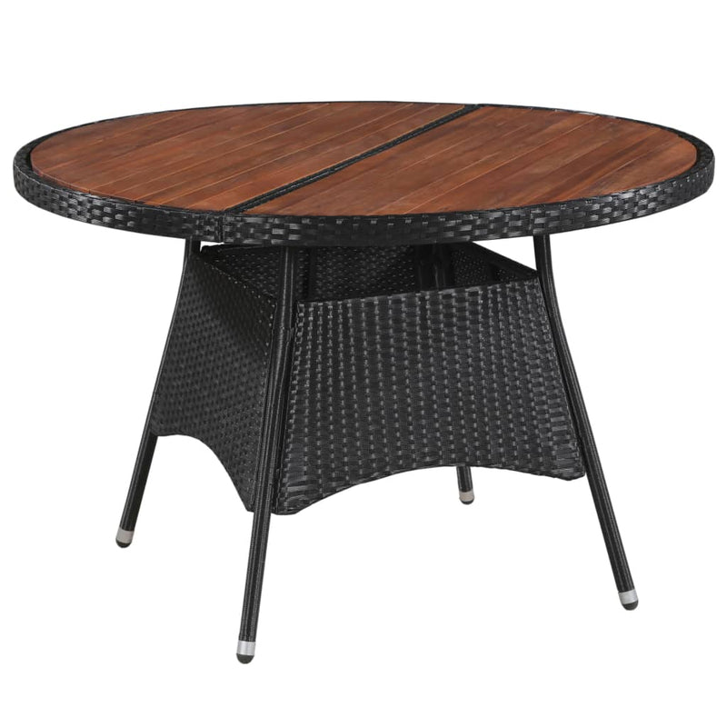 5 Piece Outdoor Dining Set Poly Rattan Black