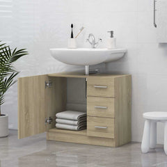 vidaXL Sink Cabinet | Sonoma Oak | Engineered Wood | 63x30x54 cm | Storage 3