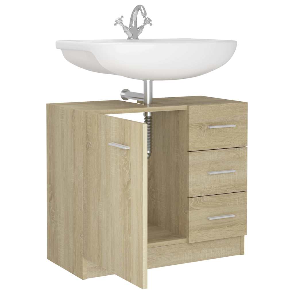 vidaXL Sink Cabinet | Sonoma Oak | Engineered Wood | 63x30x54 cm | Storage 4