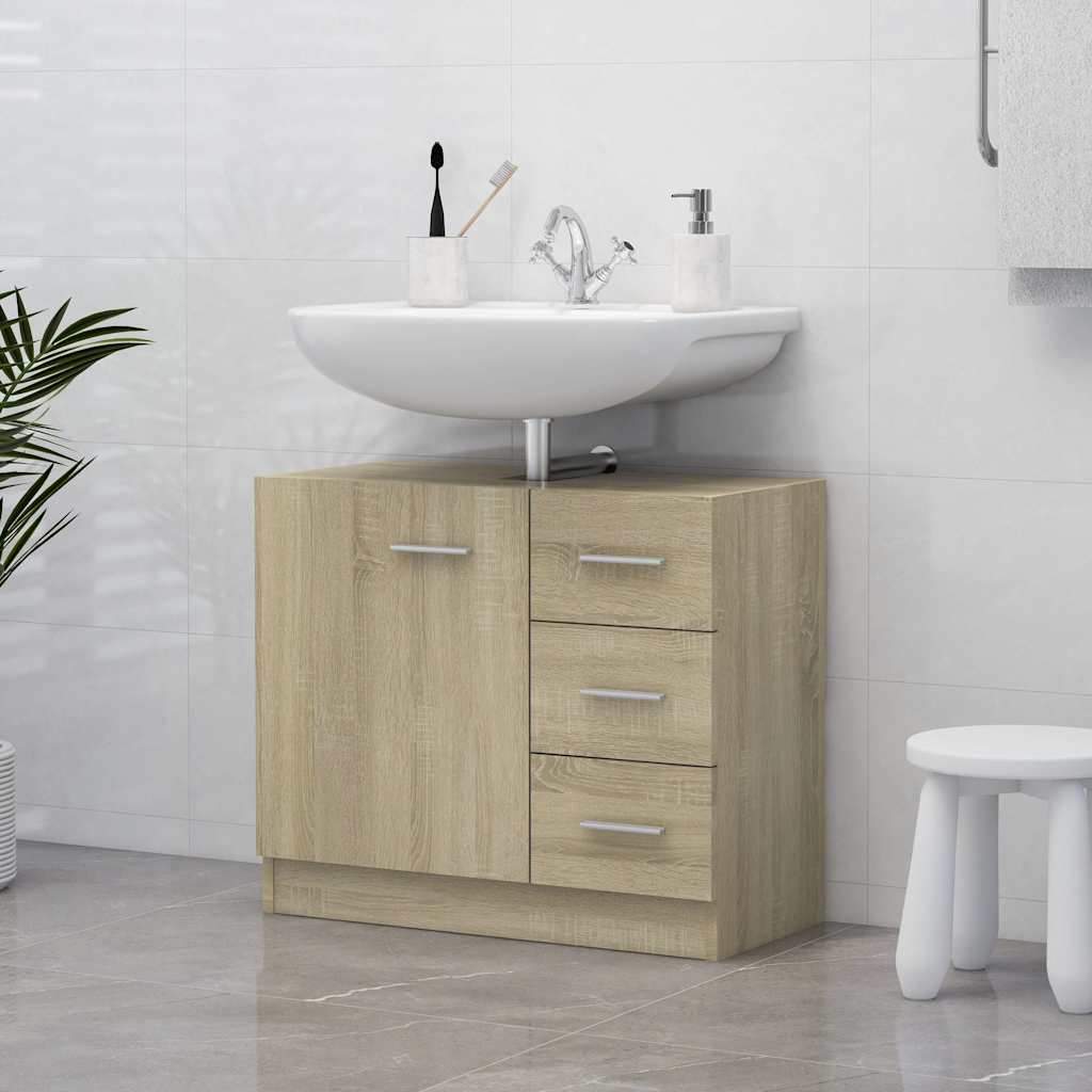 vidaXL Sink Cabinet | Sonoma Oak | Engineered Wood | 63x30x54 cm | Storage 1