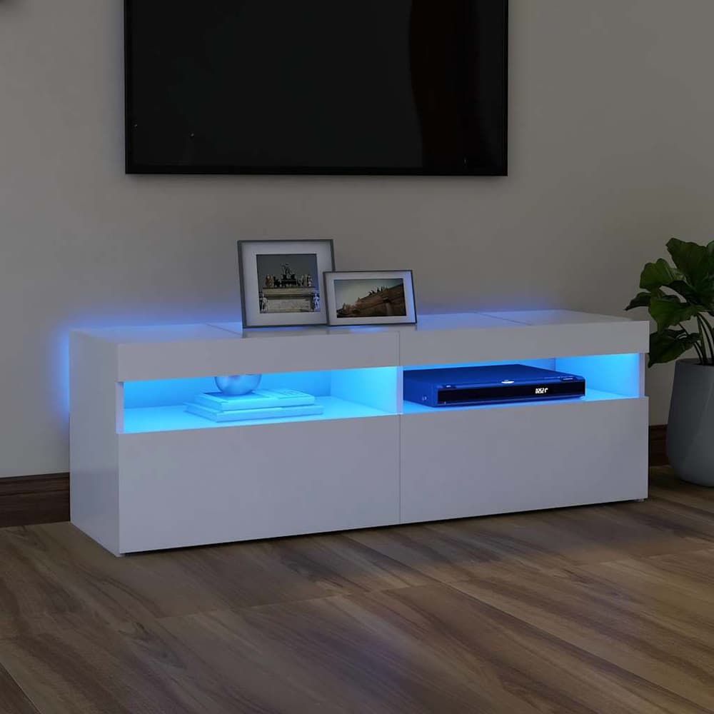 TV Cabinet with LED Lights 120x35x40 cm White