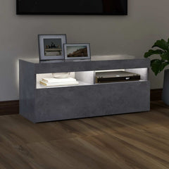 804386 vidaXL TV Cabinet with LED Lights Concrete Grey 90x35x40 cm 3