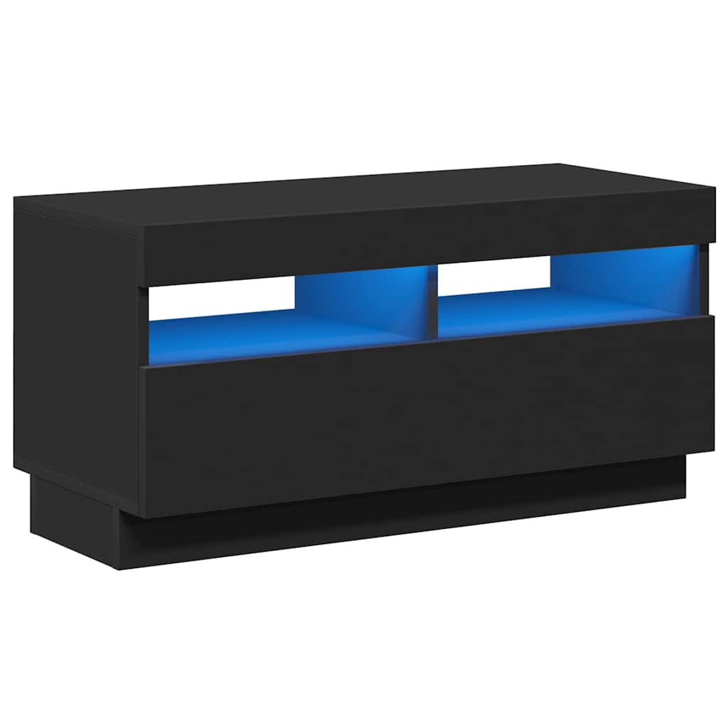 804446 vidaXL TV Cabinet with LED Lights Black 80x35x40 cm 2