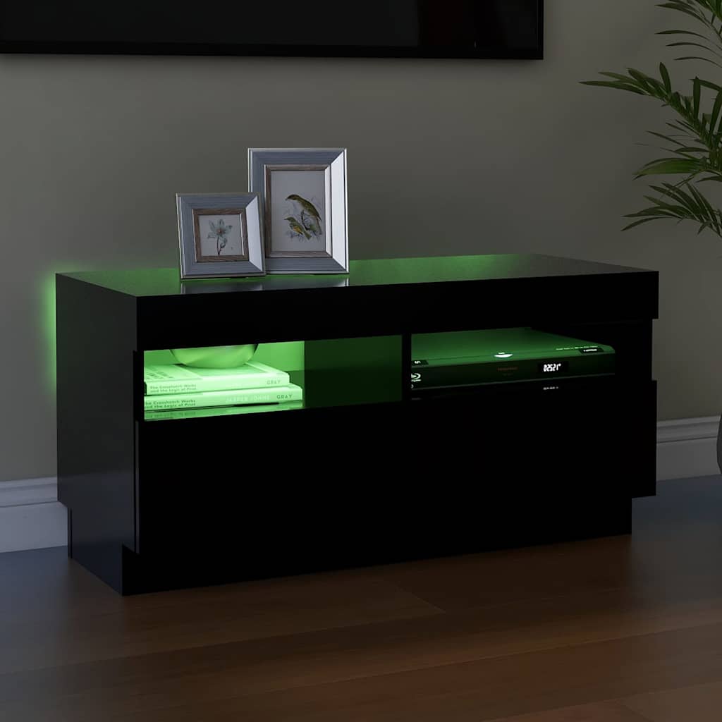804446 vidaXL TV Cabinet with LED Lights Black 80x35x40 cm 4