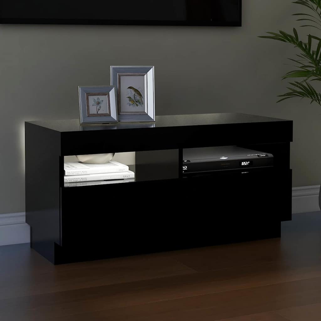 804446 vidaXL TV Cabinet with LED Lights Black 80x35x40 cm 5