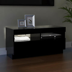 804446 vidaXL TV Cabinet with LED Lights Black 80x35x40 cm 5