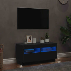 804446 vidaXL TV Cabinet with LED Lights Black 80x35x40 cm 1