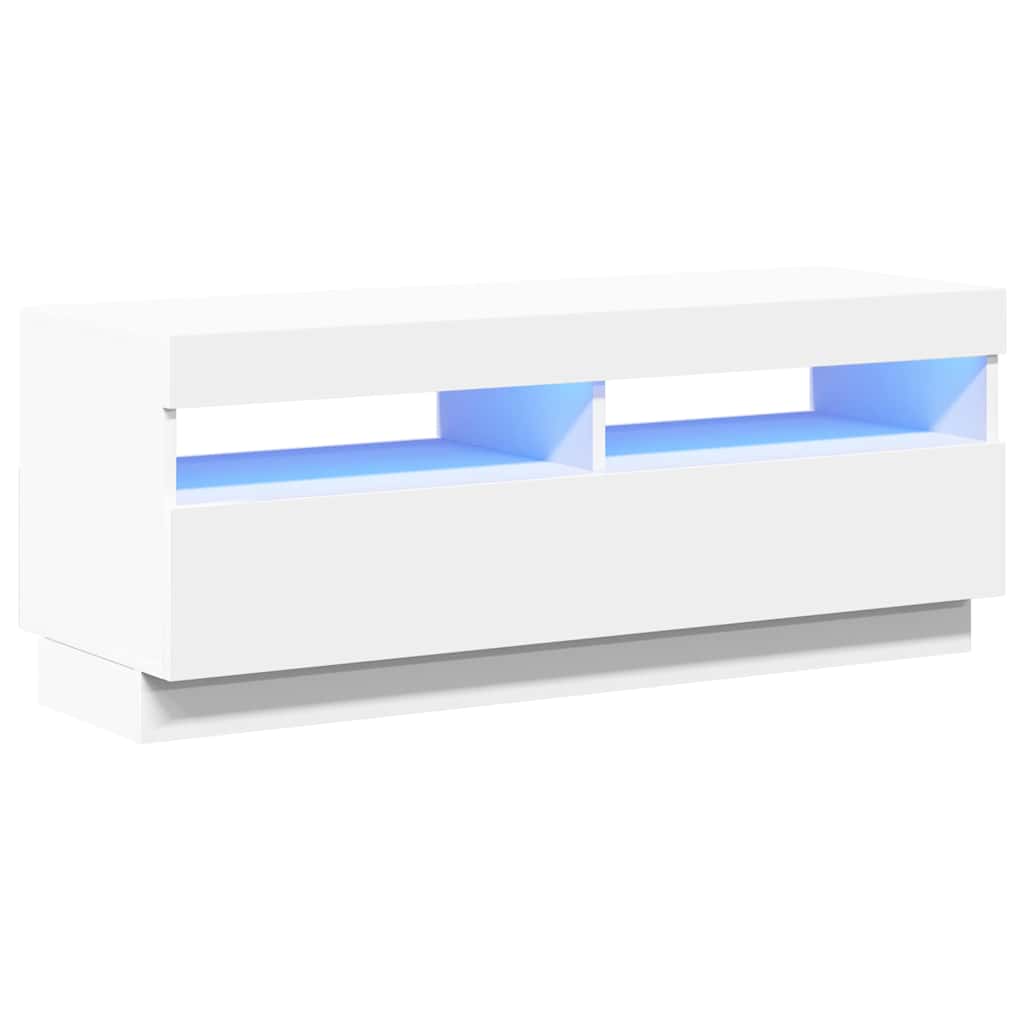 804454 vidaXL TV Cabinet with LED Lights White 100x35x40 cm 2