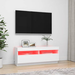 804454 vidaXL TV Cabinet with LED Lights White 100x35x40 cm 3