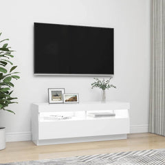 804454 vidaXL TV Cabinet with LED Lights White 100x35x40 cm 6