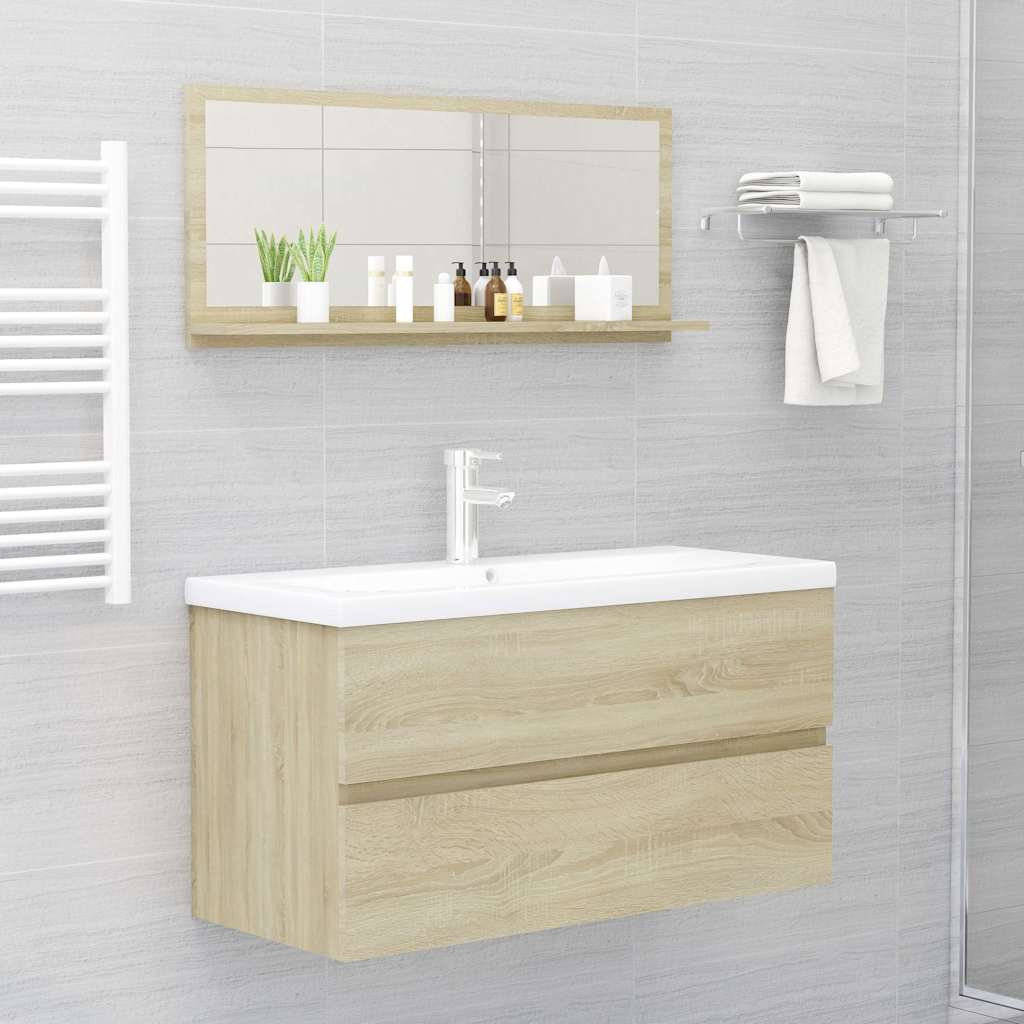 vidaXL Bathroom Mirror Sonoma Oak 90x10.5x37 cm Engineered Wood 6