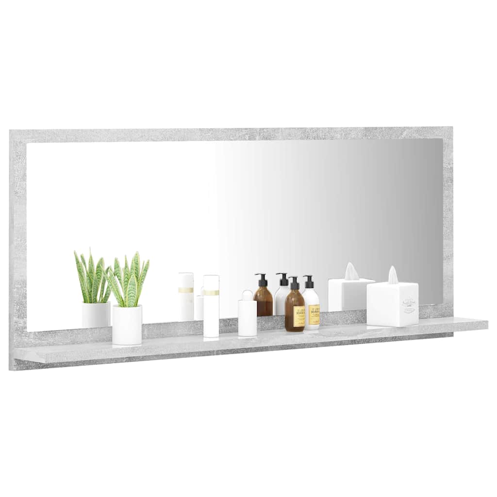 vidaXL Bathroom Mirror Concrete Grey 90x10.5x37 cm Engineered Wood 3