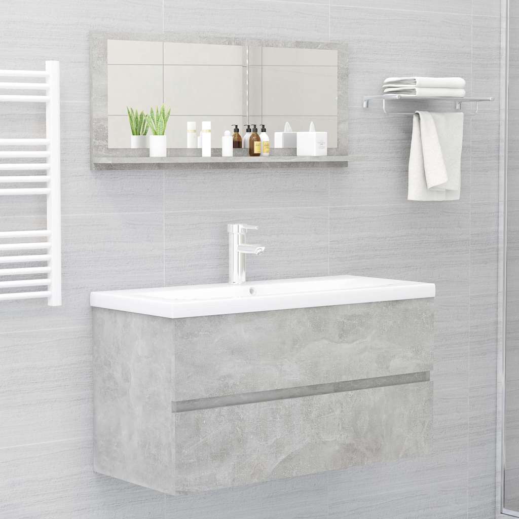 vidaXL Bathroom Mirror Concrete Grey 90x10.5x37 cm Engineered Wood 4