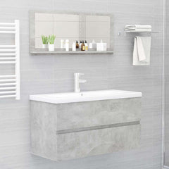 vidaXL Bathroom Mirror Concrete Grey 90x10.5x37 cm Engineered Wood 4