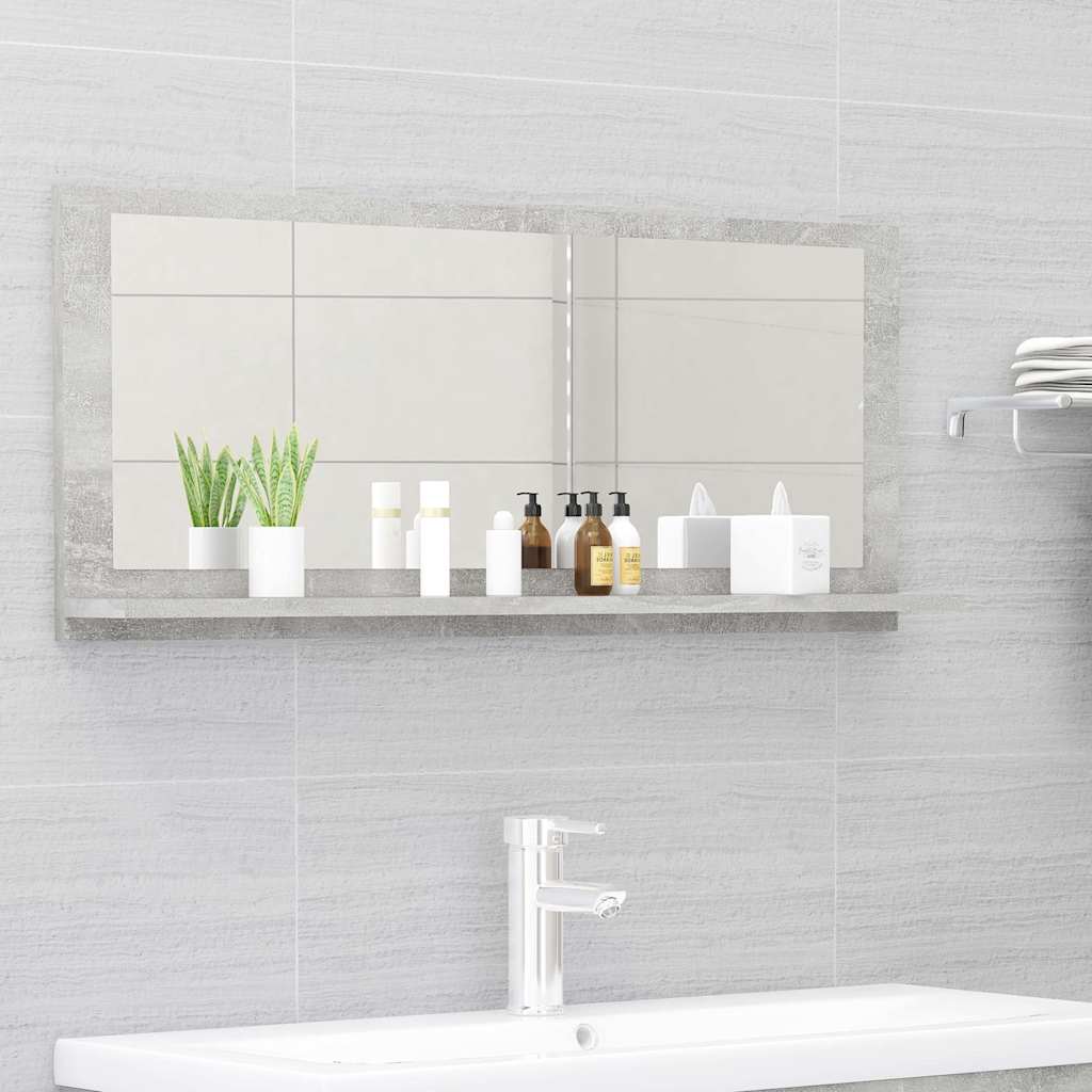 vidaXL Bathroom Mirror Concrete Grey 90x10.5x37 cm Engineered Wood 1