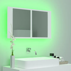 vidaXL LED Bathroom Mirror Cabinet White 80x12x45 cm Acrylic 4