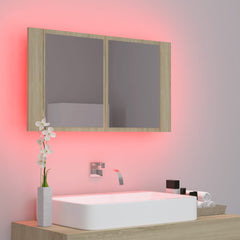 vidaXL Led Mirror Cabinet | Sonoma oak | Engineered wood | 80 x 12 x 45 cm 4