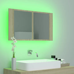 vidaXL Led Mirror Cabinet | Sonoma oak | Engineered wood | 80 x 12 x 45 cm 5