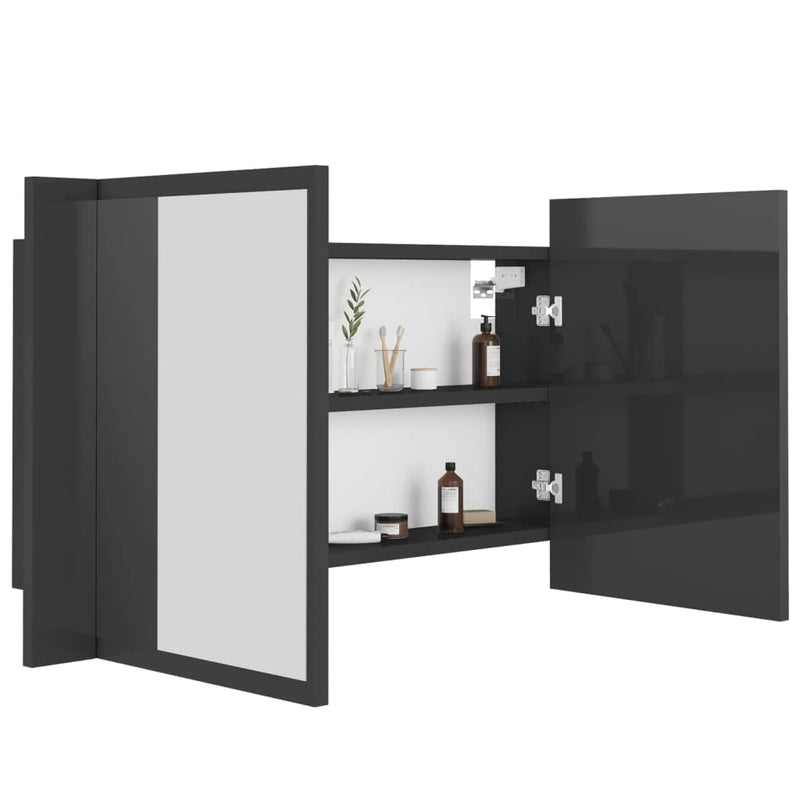 LED Bathroom Mirror Cabinet High Gloss Grey 80x12x45 cm Acrylic