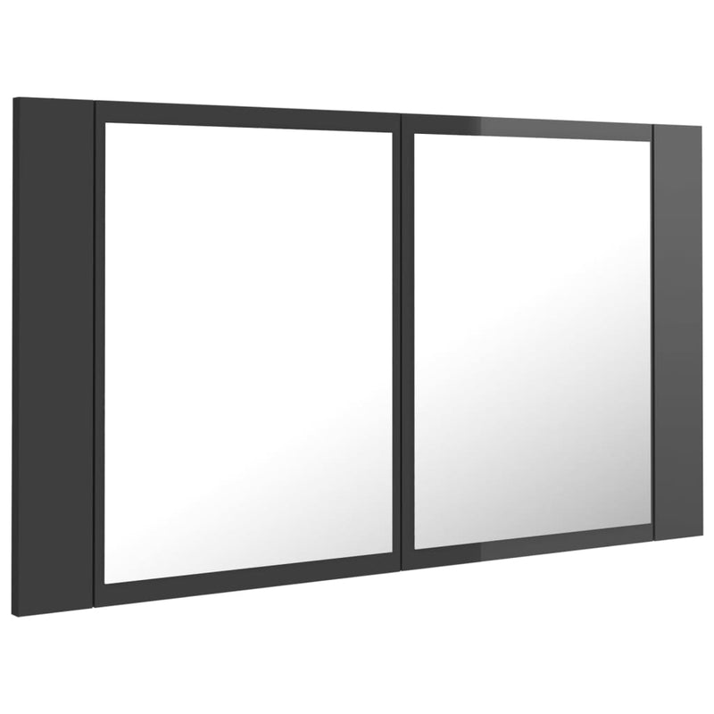 LED Bathroom Mirror Cabinet High Gloss Grey 80x12x45 cm Acrylic