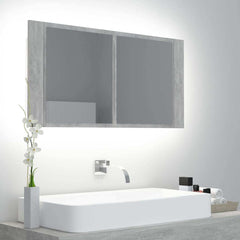 vidaXL LED Bathroom Mirror Cabinet Concrete Grey 90x12x45 cm Acrylic 1