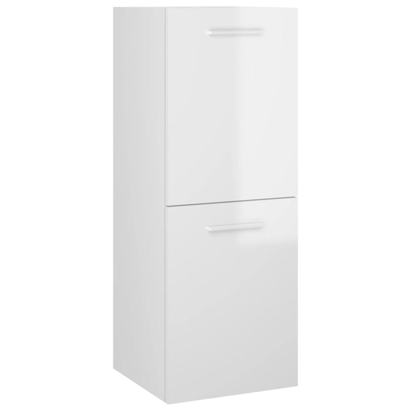 Bathroom Cabinet High Gloss White 30x30x80 cm Engineered Wood