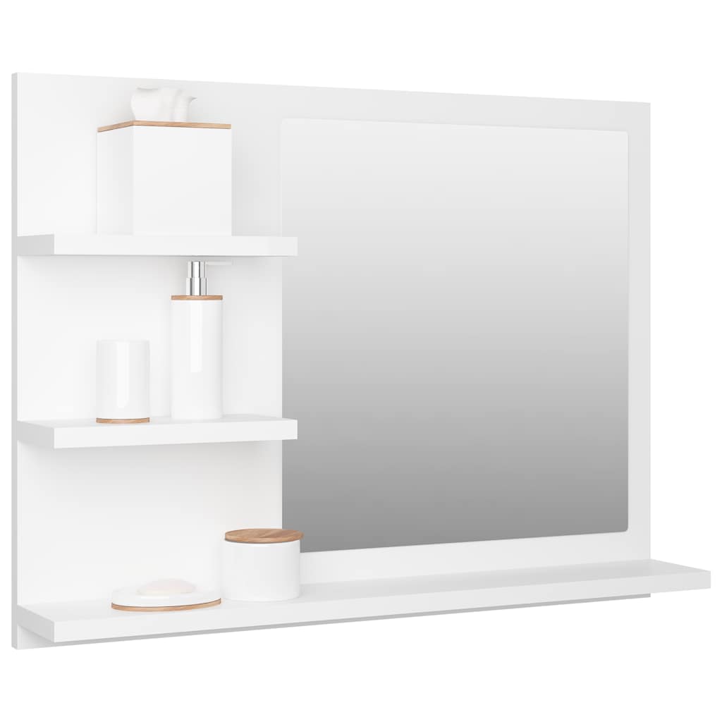 vidaXL Mirror | White | Engineered wood, Acrylic | Medium | Bathroom Mirror 3