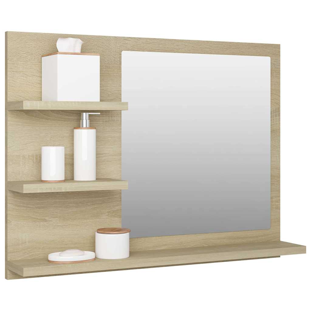 vidaXL Mirror | Sonoma oak | Engineered wood, acrylic | Medium | Mirror 3