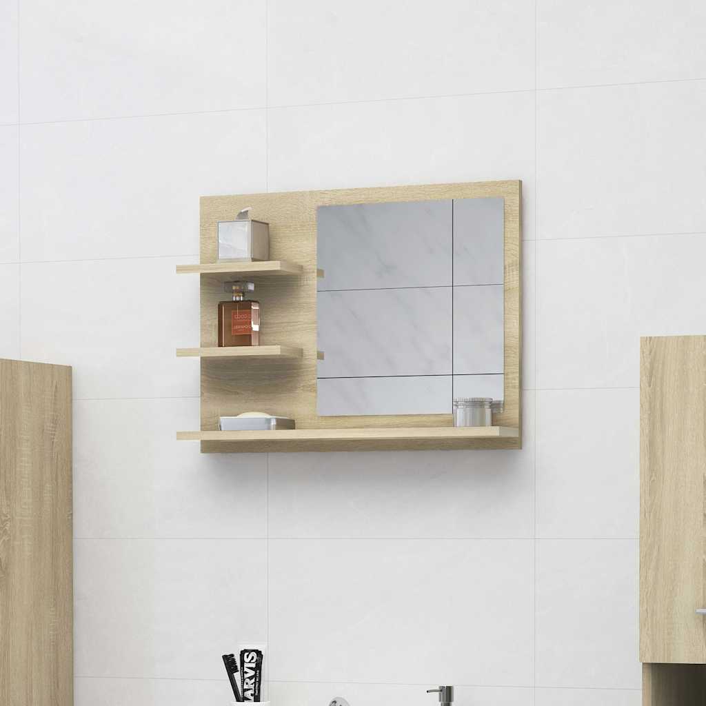 vidaXL Mirror | Sonoma oak | Engineered wood, acrylic | Medium | Mirror 1