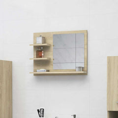 vidaXL Mirror | Sonoma oak | Engineered wood, acrylic | Medium | Mirror 1